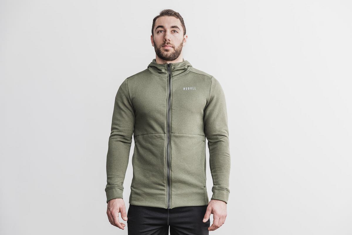 Nobull Performance Zip-up Men\'s Hoodie Green | Australia (GF1438)